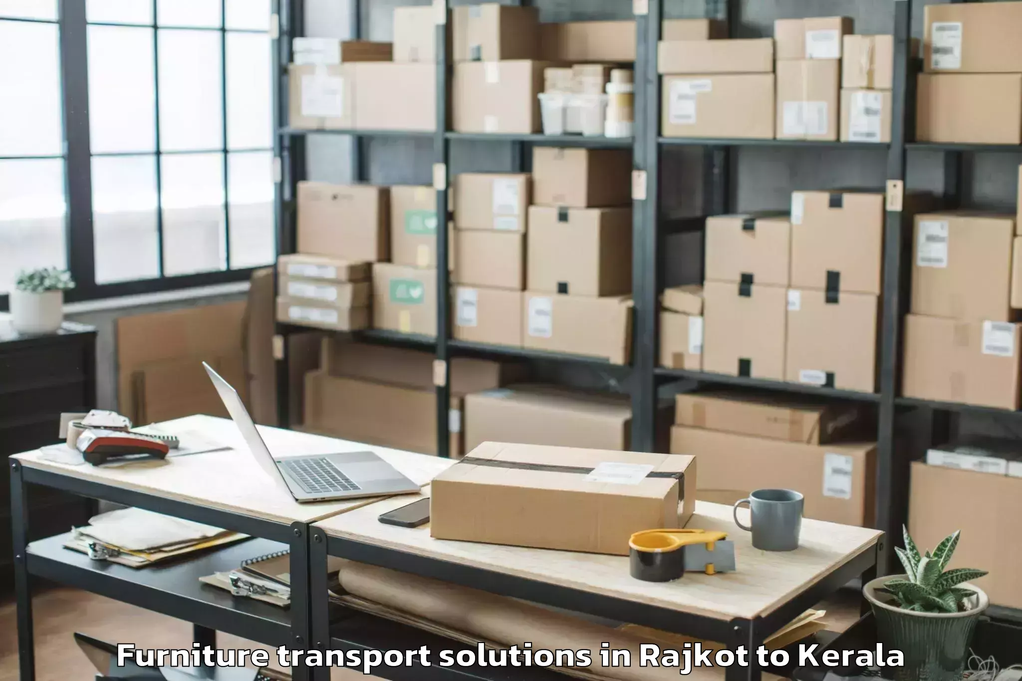 Book Rajkot to Nedumangad Furniture Transport Solutions Online